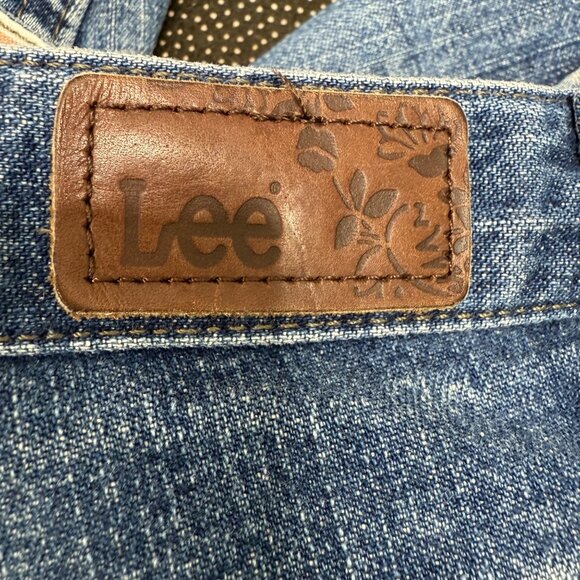 Vintage Lee Womens Size 14 Medium Blue Bermuda Carpenter capris Denim Casual - Picture 10 of 11